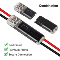 20Pcs Double-Wire Plug-in Connector Led Light Strip Connectors 2 Pin, Quick Spli