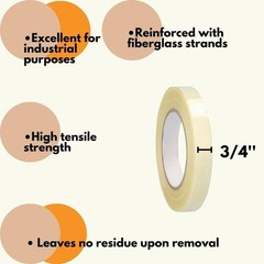 24 Rolls – 4 Mil 3/4″ x 60 Yards Economy Fiberglass Strapping Filament Tape