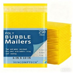 250 #0 6×10 Color Economy Poly Bubble Padded Envelopes Mailers Bag YELLOW