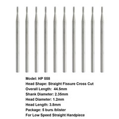 WAVE Dental HP Burs Carbide Straight Fissure Bur Straight Low Speed Bur HP 557