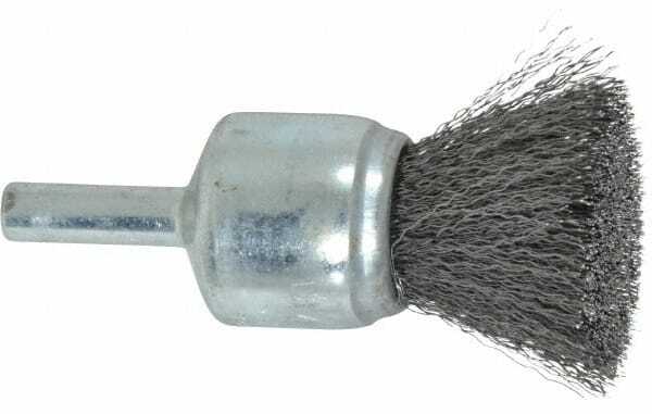 Weiler 3/4″ Brush Diam, Crimped, End Brush 1/4″ Diam Steel Shank, 22,000 Max RPM