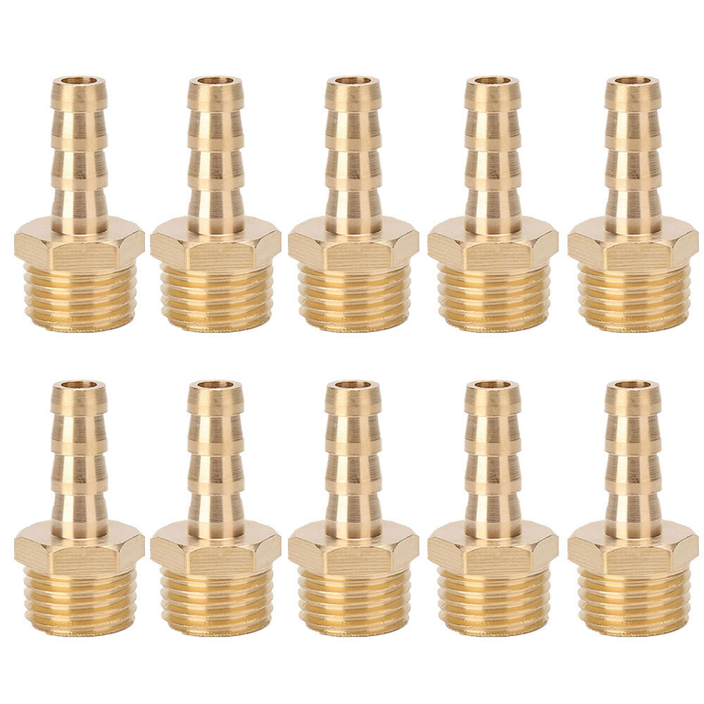 5SET 1/4″ OD Barb Tube * 1/4″ Male NPT 6-1/4 Brass Hose Barb Air Fuel Oil Liquid