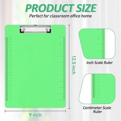 Plastic Clipboards, 6 Pack Clear Colored Clipboards, Low Profile Clip Board 12.