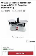 OHAUS Mechanical Beam BenchScale 4 2/5 Ib Wt Capacity Imperial, 0.1 g 1550-SD