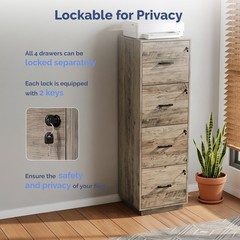 4-Drawer Tall File Cabinet with Independent Locks, Letter-Size Hanging Anti-Tip
