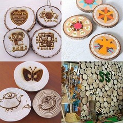 Unfinished Natural with Tree Bark Wood Slices 10 Pcs 10pcs 4.2-4.7inch
