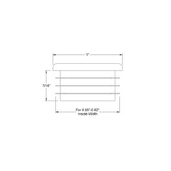1″ x 1″ Square Ribbed Plastic Post End Cap Glide Plugs for 14-20ga Tubing