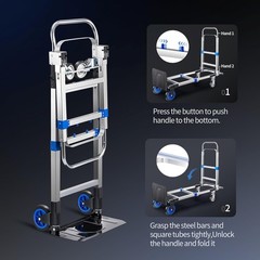 3 in 1 Aluminum Hand Truck Folding Dolly Cart 660 lbs Capacity Heavy Duty