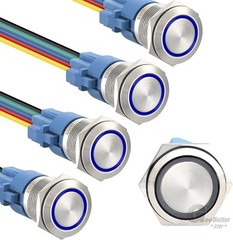 12mm LED ON OFF Waterproof Stainless Steel Latching Push Button Ring Switch