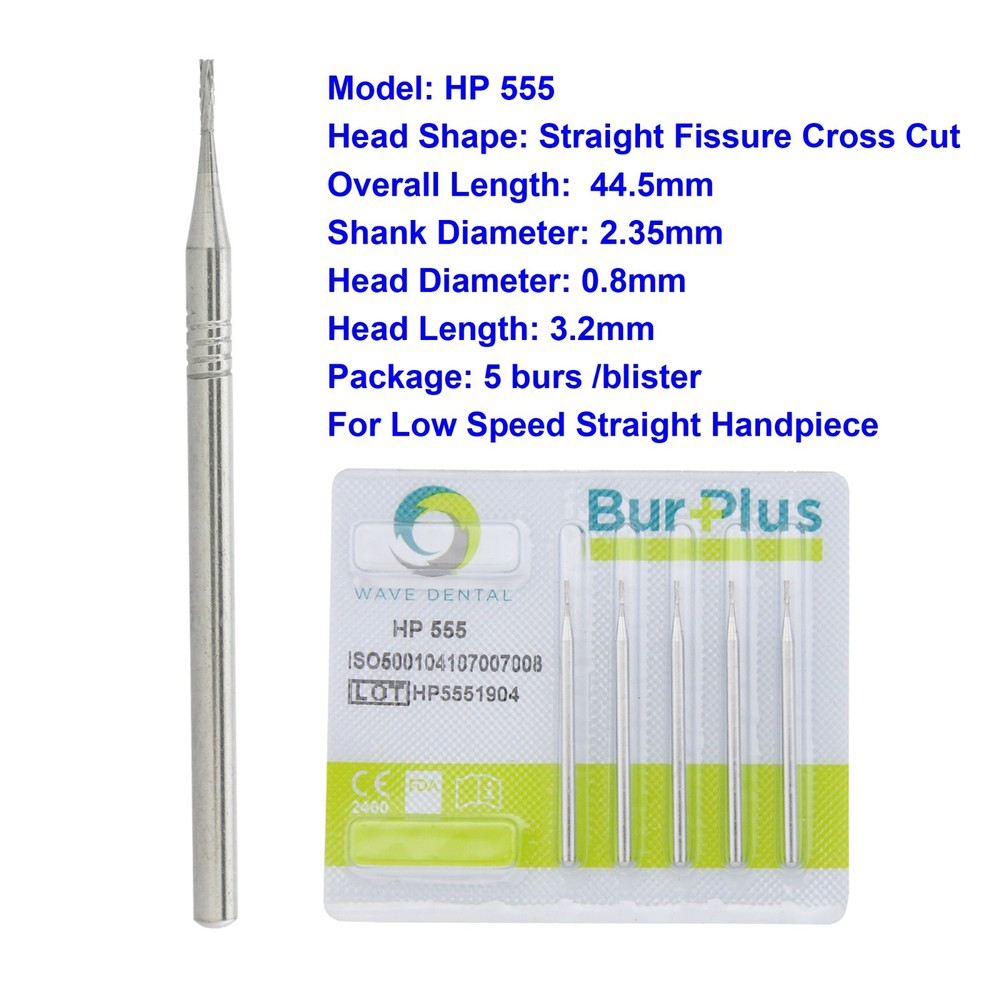 Wave Dental HP Burs Carbide Long Straight Fissure Bur Low Speed Bur HP 555 562