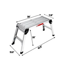 30″ Aluminum Step Folding Work Platform Drywall Ladder 330lbs Non-slip Bench