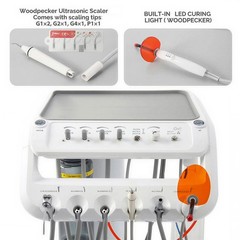 Portable Dental Mobile Delivery Unit System Air Compressor Cart 4 Holes