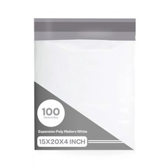 100/Case 15 x 20 Poly Shipping Bags Expansion Mailers Envelopes with 4″ Gusset