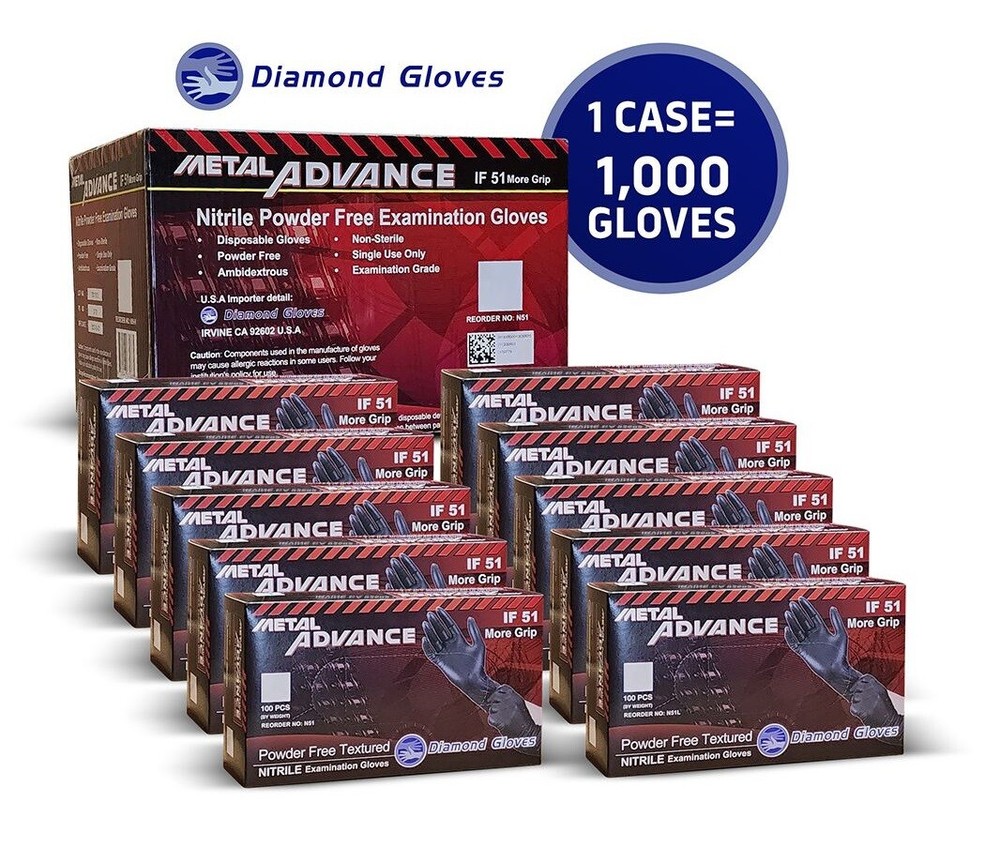 BLACK NITRILE GLOVES, CASE OF 1000, 5 MIL THICK, POWDER-FREE, (S,M,L,XL,XXL) NEW