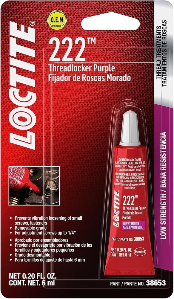 38653 222 Purple Low Strength Thread Locker Tube – 6 ml