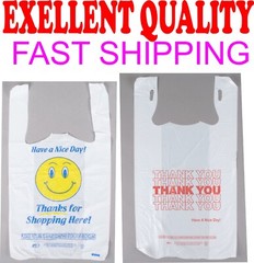 1/8 THANK YOU-happy fave T-Shirt Bags 10″x18″x5″Plastic Shopping bags 100-1000