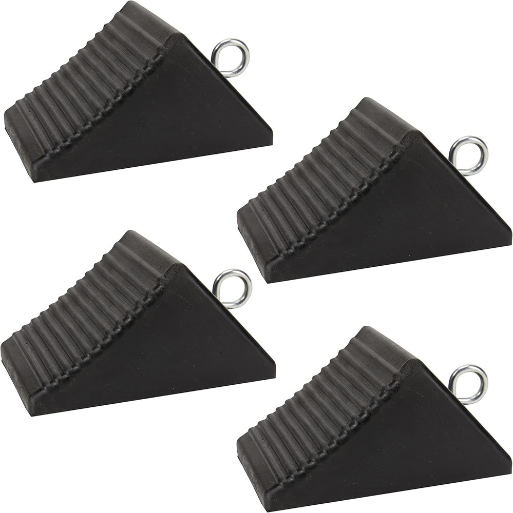 AFA Tooling – Heavy Duty Rubber Wheel Chocks W/Eyebolt Tie off Handles – RV Whee
