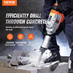 Demolition Jack Hammer, 3500W Jack Hammer Concrete Breaker 1900 BPM Heavy Duty E