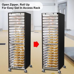 Bun Pan Sheet Rack Cover Bread Speed Rack Cover w/ Zipper Fit 20 Tier / 10 Tier