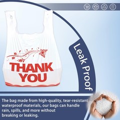 100 Pcs White Thank You Bags T Shirt Bags To Go Grocery Reusable Disposable