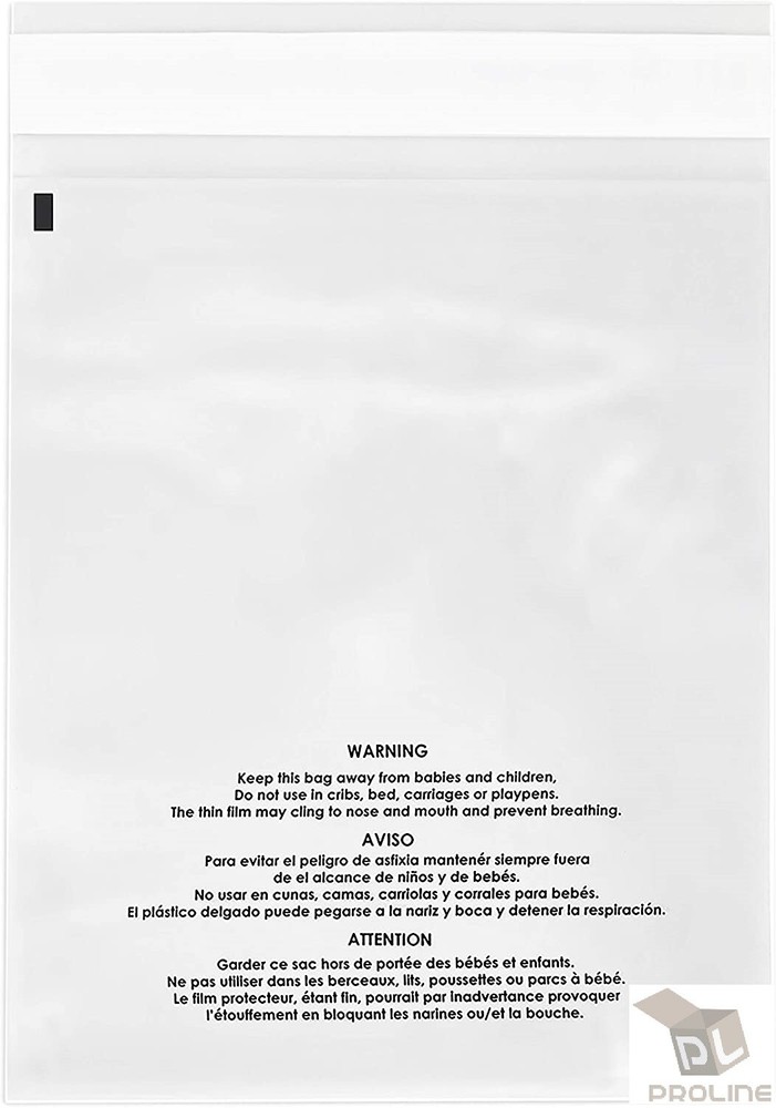 100 9×12 Self Seal Suffocation Warning Clear Poly Bags 1.5 mil Free Shipping