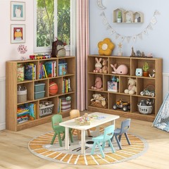 Costzon 10-Cube Bookshelf For Kids Wooden Toy Storage Organizer W/ 2