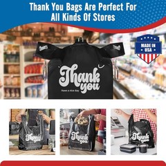 10000 10K Count Thank You Plastic Bags Black Small Business 12″ x 6.5″ x 21″