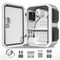 IP65 Waterproof Outdoor Electrical Box with Thermostat and Fan, Wall/Pole Mount