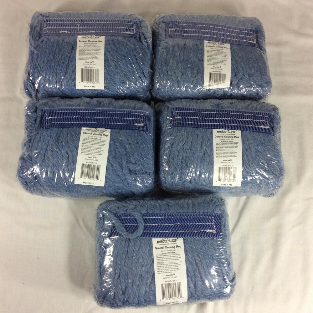 5 Mop Head Blue Bison Life General Cleaning Blended Loop BIS-GCM-01-1 Commercial