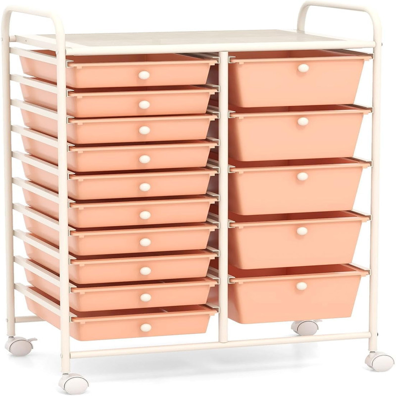 Costzon Homgx 15-Drawer Storage Rolling Cart Multipurpose Utility Storage Cart