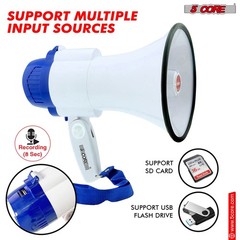 5Core 30 W Megaphone Bullhorn Recording Police Siren Horn Handheld Loudhailer