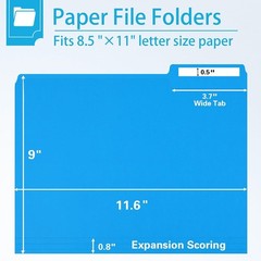 File Folder, 150 Pack 1/3 Cut Tab Colored File Folders, File Folder Letter Si…