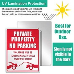 3-Pack No Parking Signs – 14 x 10 Inches Reflective Private Property Signs