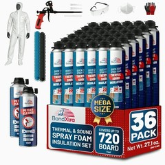 BondXtra Spray Foam Insulation Kit (36 x 32.80 oz/930 gr720 Brd ft) Self Expan