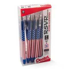 Box of 12 Pens 0.7mm Ballpoint Pen Stars and Stripes Flag Inspired