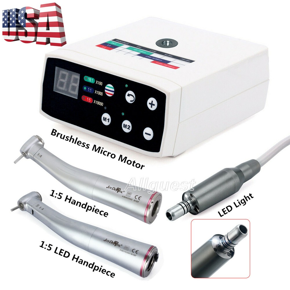 NSK Style Dental Brushless LED Electric Micro Motor/1:5 Increasing Handpiece US