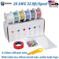 20 AWG Electrical Wire 20 Gauge Tinned Copper Stranded Wire 6 Colors 32.8ft Each