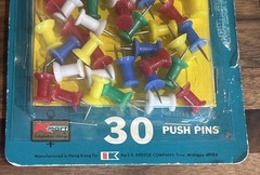 Vintage Kmart Push Pins 60 Ct (2×30) Hong Kong NOS 1970s Office Supply Sealed
