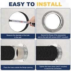 4.5″ Duct Connector Flange Stainless Steel Straight Pipe Hose Flange, Silver