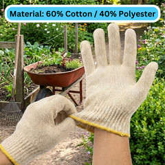 300 Pairs – Cotton Blended String Knit Gloves – Men’s Size – Tan
