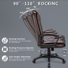 Heavy Duty Leather Office Rolling Computer Chair High Back Executive Desk Brown
