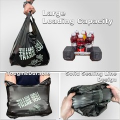 Black Thank you bags, HEAVY DUTY 22MIC bags, Black Plastic Bags with handle, …