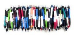 100ct Bulk Lot Misprint Rubber Grip Click Pens MARDI GRAS Hub Pen: MULTI COLOR