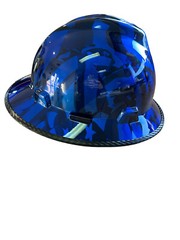 Custom Hydro Dipped MSA V-Gard Full Brim Kandy Blue Flags w/edgegard