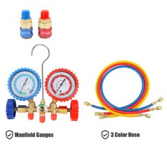For R502 R134a R12 R22 AC Manifold Gauge Set A/C Refrigeration 3 Way Hose
