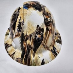 full brim hard hat custom hydro dipped IN WOLVES OF NATURE NEW WOLF COYOTE