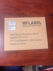 MF Label Half Sheet Shipping Labels 8.5″ x 5.5″ 100 Sheets (200 Labels)