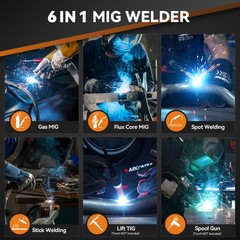 2026 ARCCAPTAIN 205A 6-in-1 MIG Welder, APP Control, 120V/240V with Spool Gun