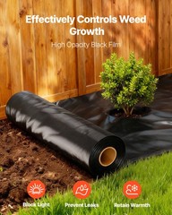 VEVOR 10Mil Plastic Sheeting Roll 5 x 100 FT Heavy Duty Polyethylene Black