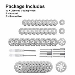 50Pcs Cutting Wheel Set Mini Drill for Dremel Rotary Tool Accessories w/ Mandrel